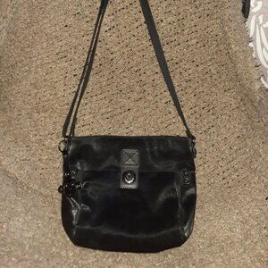 KIPLING-Black Coated Leah w/City Monkey-Messenger/Cross/Shoulderbag-Excellent